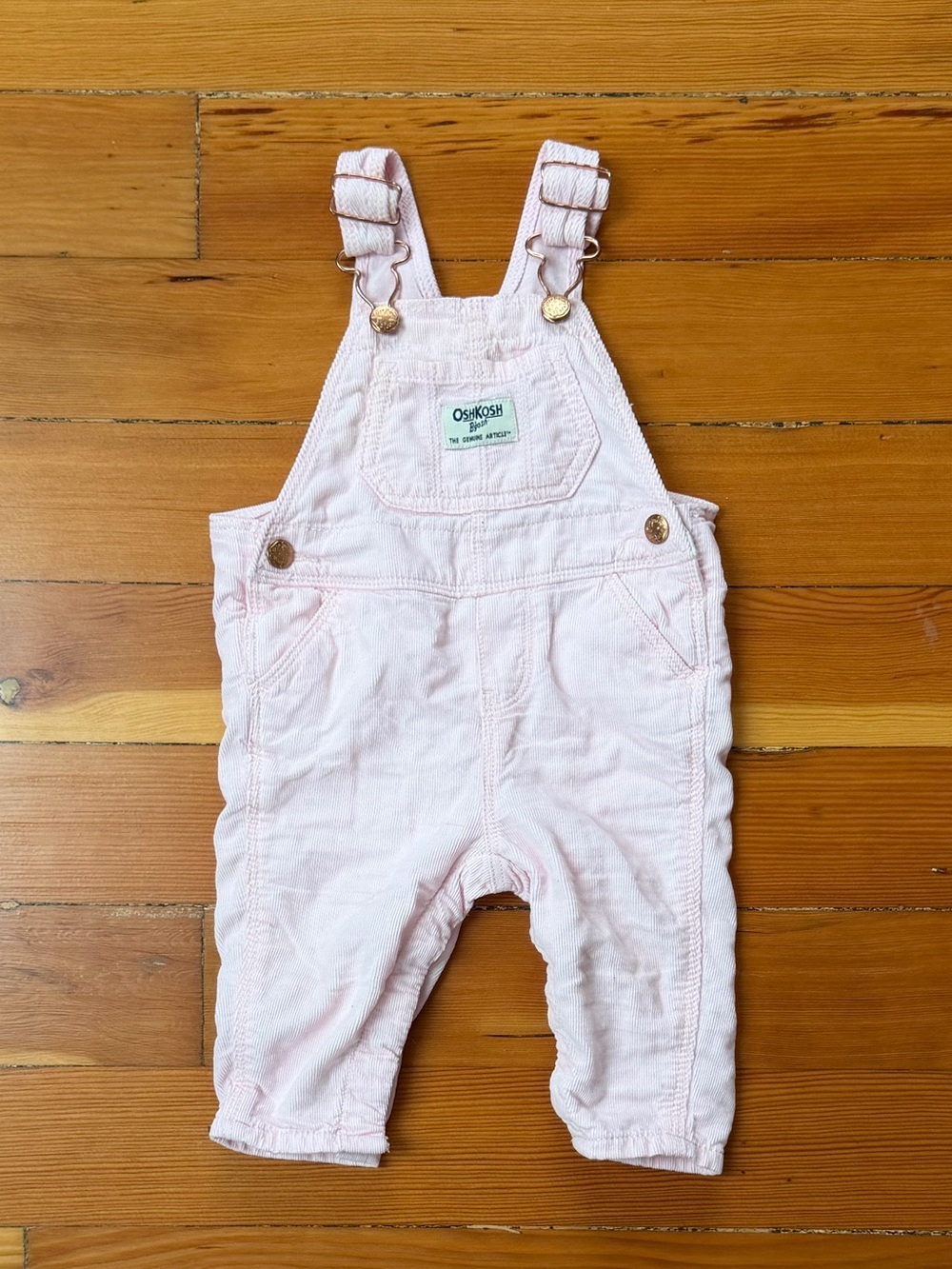 OshKosh B'gosh Light Pink Corduroy Overalls with Rose Gold Snaps Sise 6m